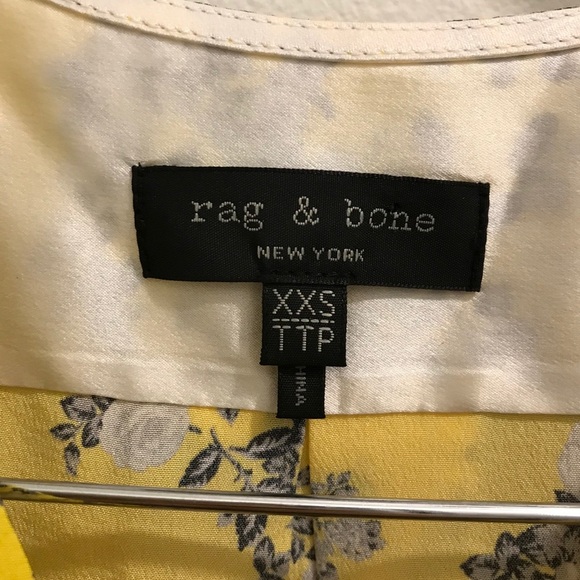 Rag & Bone Victor Silk Floral Top yellow XXS - Picture 9 of 11